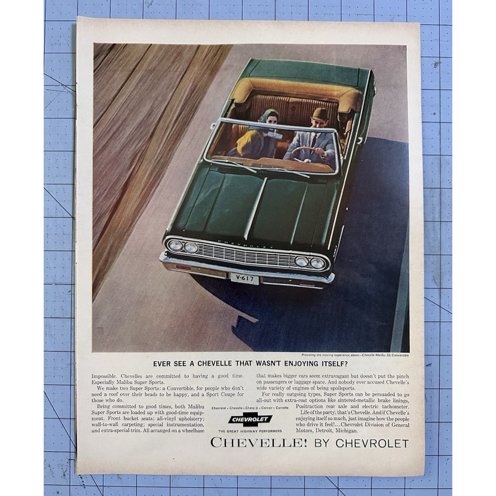 1964 VTG Orig Magazine Ad Chevy CHEVROLET Ever See A Chevelle Not Enjoying